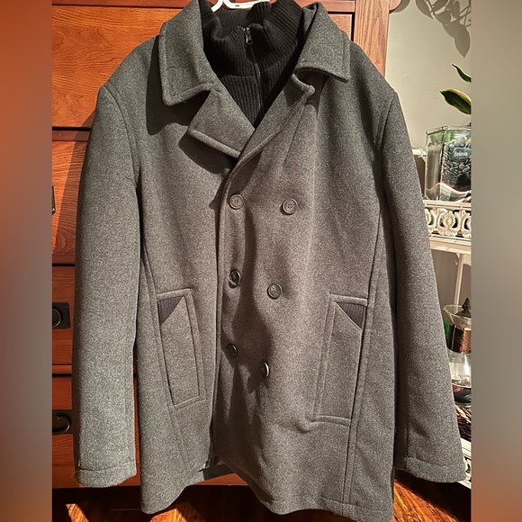 Andrew Marc mens Burnett Melton Wool Pea Coat - Picture 3 of 10